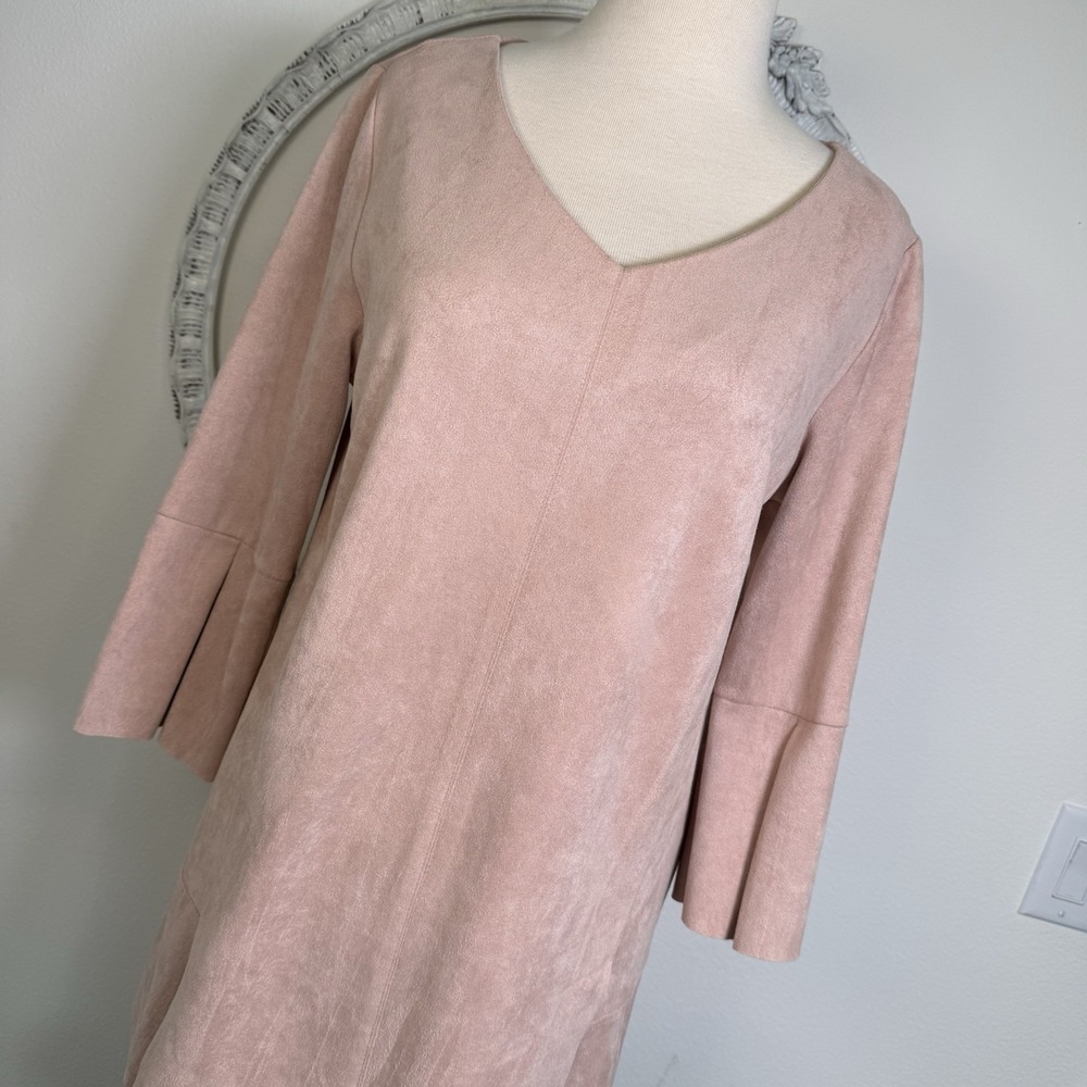 Soft Surroundings Izzy Faux Suede Tunic Top Size S Blush Pink SOFT 3/4 Sleeve